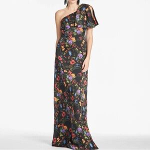 NEW NWT Sachin + Babi Black Floral One-Shoulder Dress Sz6
